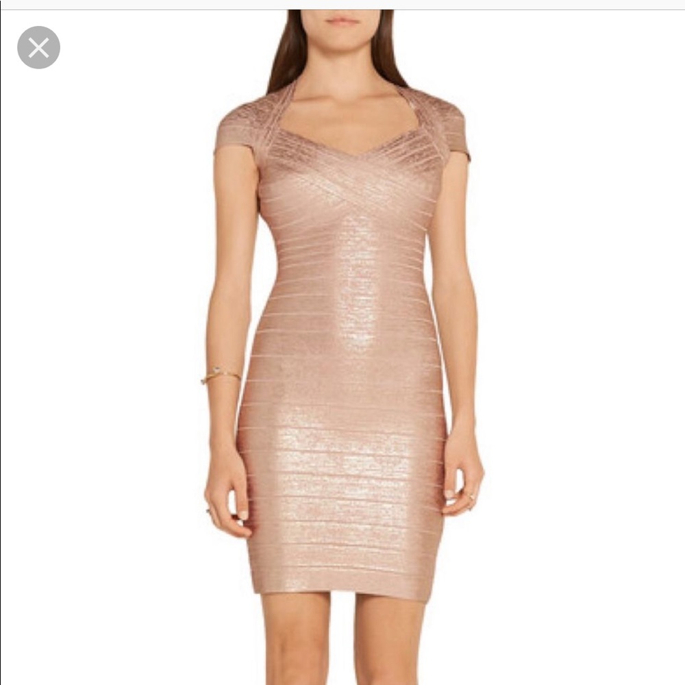 Herve Leger Gold Mini Dress